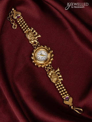 Watches with elephant design and ruby stones