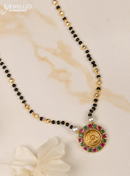Mangalsutra with lakshmi pendant and kemp stones