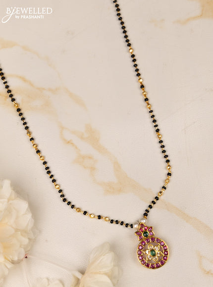 Mangalsutra floral design with kemp and cz stones