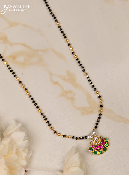 Mangalsutra moon design with kemp jadau kundan stones