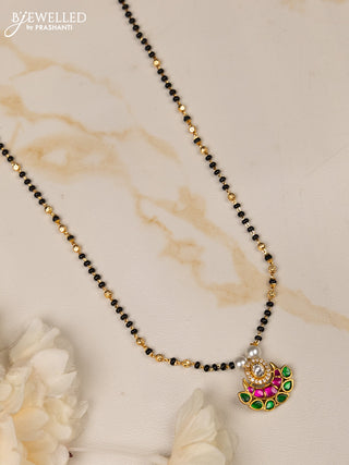Mangalsutra moon design with kemp jadau kundan stones