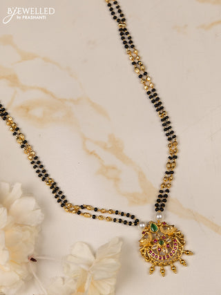 Mangalsutra peacock design with kemp and cz stones