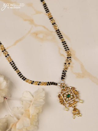Mangalsutra double layer with kemp and cz stones in pearl hangings