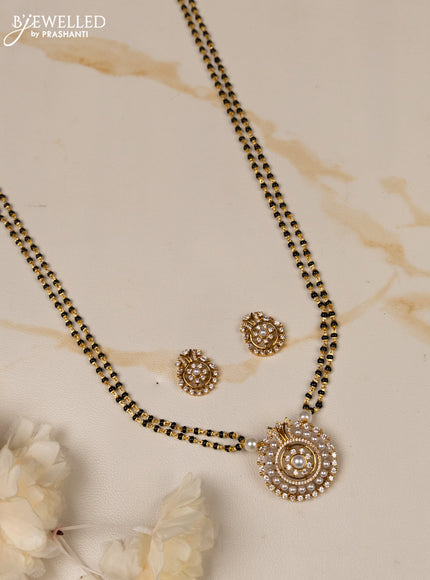 Mangalsutra double layer with cz stones in pearls