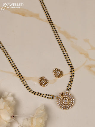 Mangalsutra double layer with cz stones in pearls