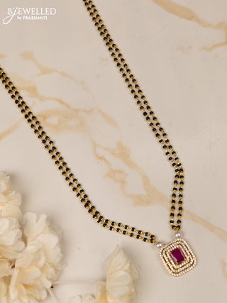 Mangalsutra double layer with ruby and cz stones