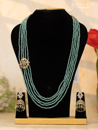 Crystal mint green necklace with cz stones side pendant in victorian finish