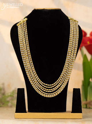 Crystal beaded multilayer yellow necklace without earrings