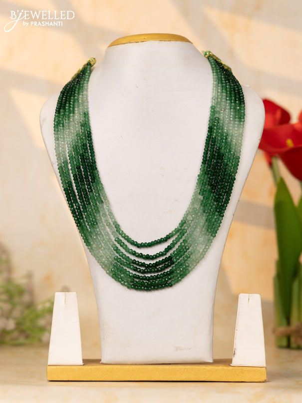 Crystal beaded multilayer green and mint green necklace without earrings