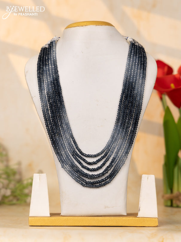 Crystal beaded multilayer grey necklace without earrings