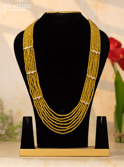 Crystal beaded yellow necklace with cz stones without earrings