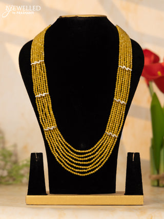 Crystal beaded yellow necklace with cz stones without earrings