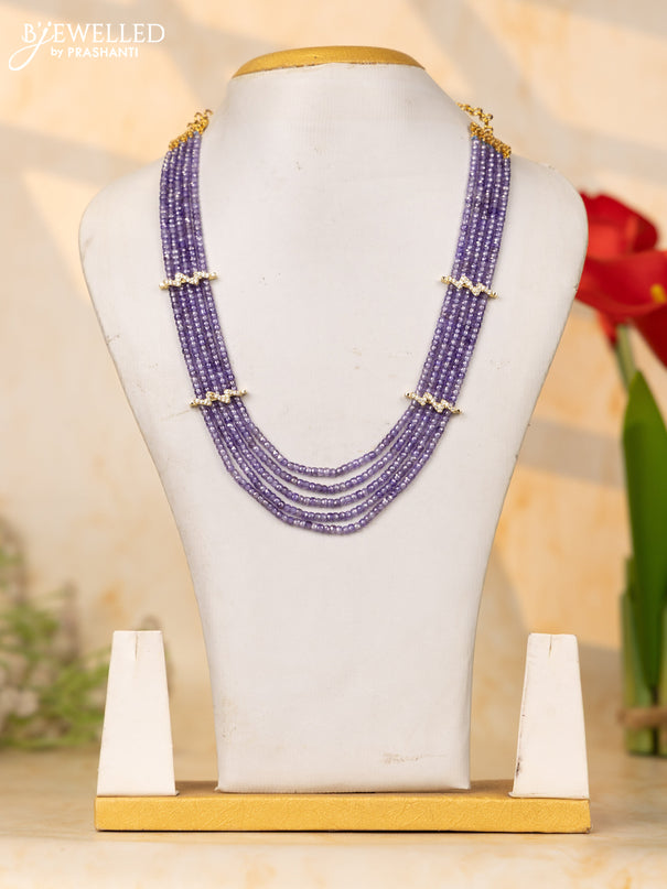 Crystal beaded violet necklace with cz stones without earrings