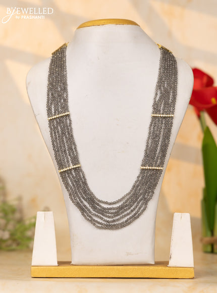 Crystal beaded grey necklace with cz stones without earrings