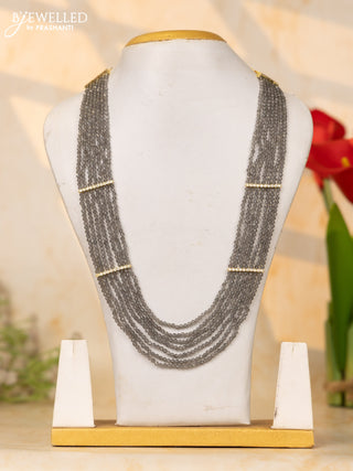 Crystal beaded grey necklace with cz stones without earrings