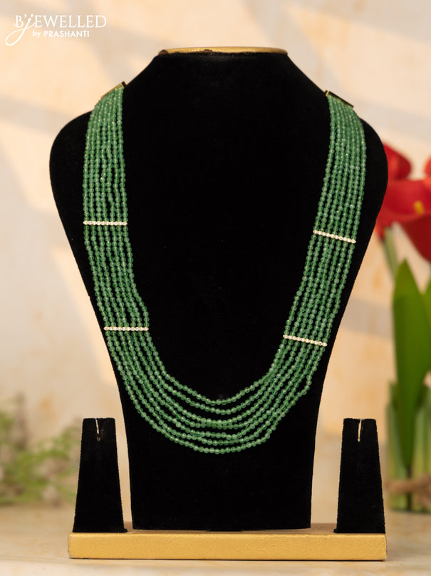 Crystal beaded mint green necklace with cz stones without earrings