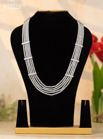 Crystal beaded white necklace with cz stones without earrings