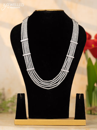 Crystal beaded white necklace with cz stones without earrings