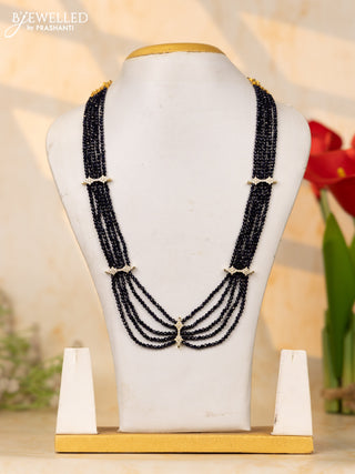 Crystal beaded navy blue necklace with cz stones without earrings
