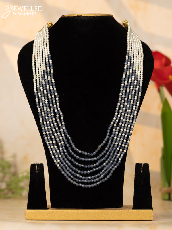 Crystal beaded multilayer grey necklace without earrings