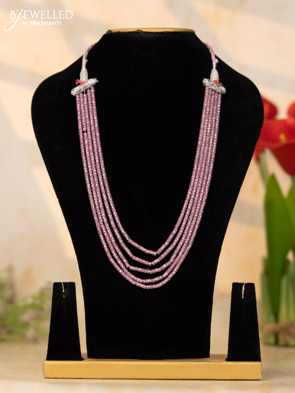 Crystal beaded multilayer baby pink necklace without earrings