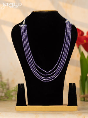 Crystal beaded multilayer violet necklace without earrings