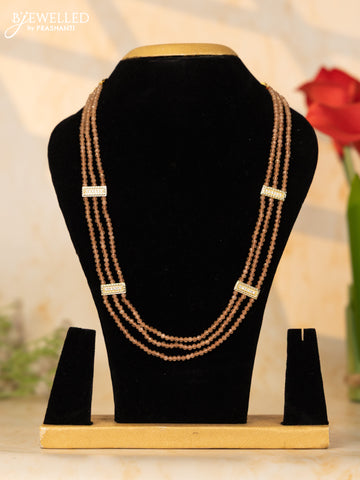 Beaded peach necklace with cz stones