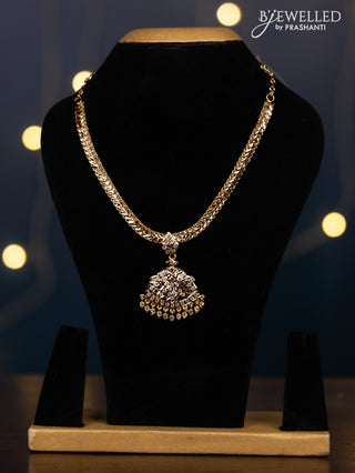 Impon attigai necklace with ruby and cz stones in hangings without earrings