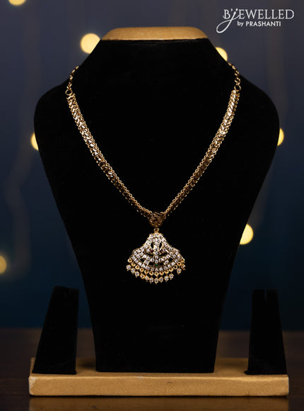 Impon attigai necklace with kemp and cz stones in hangings without earrings