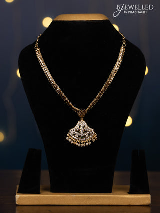 Impon attigai necklace with kemp and cz stones in hangings without earrings
