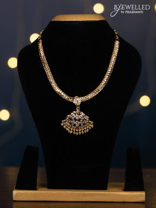 Impon attigai necklace with ruby and cz stones in hangings without earrings