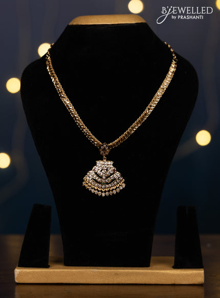 Impon attigai necklace with kemp and cz stones in hangings without earrings