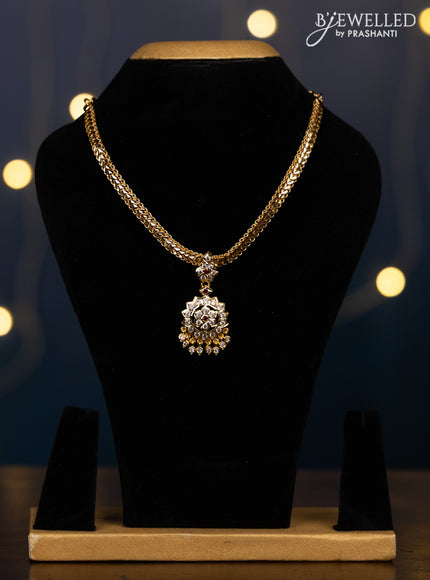 Impon attigai necklace with ruby and cz stones in hangings without earrings