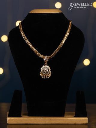 Impon attigai necklace with ruby and cz stones in hangings without earrings
