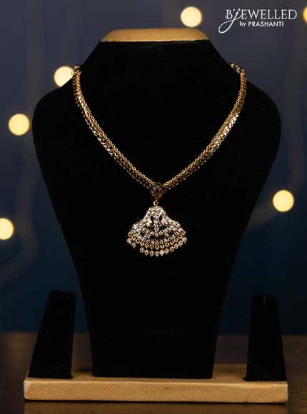 Impon attigai necklace with kemp and cz stones in hangings without earrings