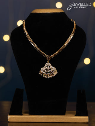 Impon attigai necklace with kemp and cz stones in hangings without earrings