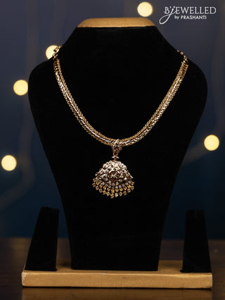 Impon attigai necklace with ruby and cz stones in hangings without earrings