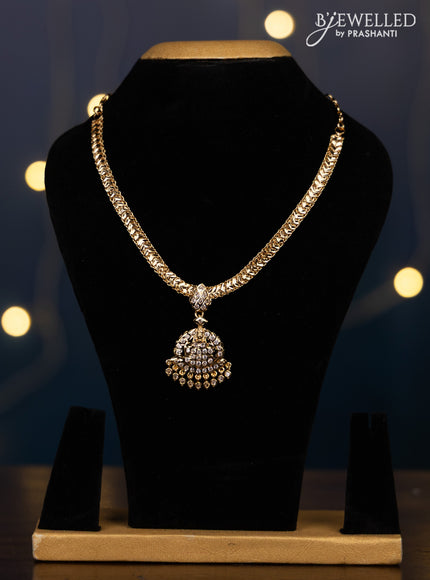 Impon attigai necklace lakshmi face design with cz stones in hangings without earrings