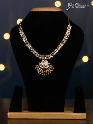 Impon attigai necklace with kemp and cz stones in hangings without earrings