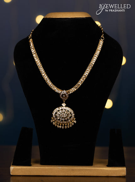 Impon attigai necklace floral design with cz stones in hangings without earrings