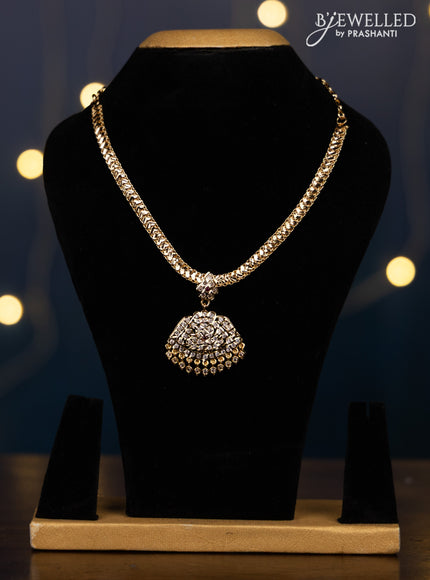 Impon attigai necklace with ruby and cz stones in hangings without earrings