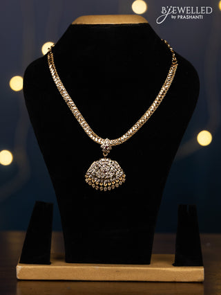 Impon attigai necklace with ruby and cz stones in hangings without earrings