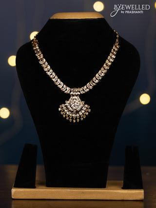 Impon attigai necklace with cz stones in hangings without earrings