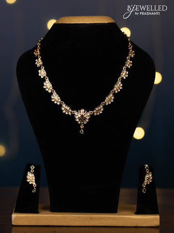 Impon attigai necklace with kemp stones in hanging