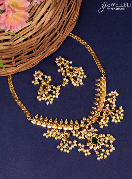 Antique choker with kemp & cz stones and pearl hangings