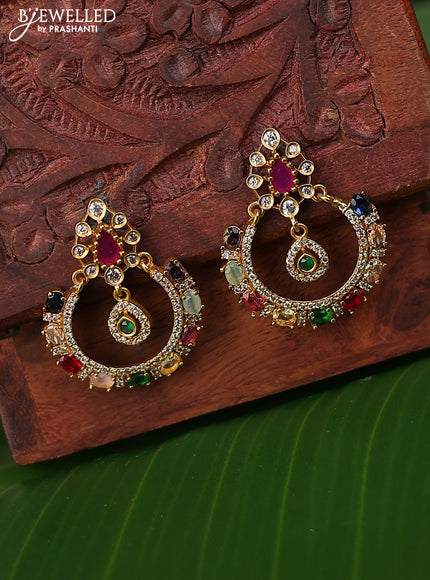 Antique earrings with multicolour and cz stones