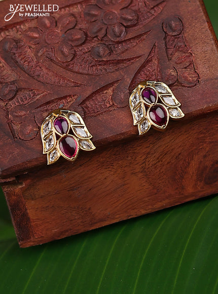 Antique earrings with pink kemp and cz stones