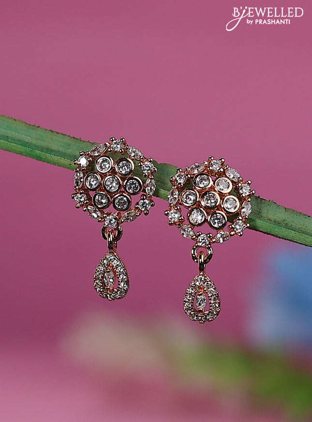 Rose gold earrings with cz stones