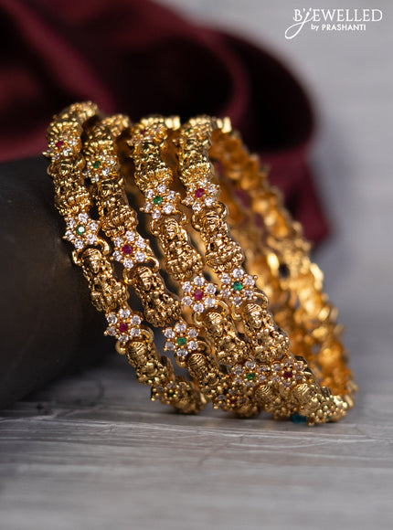 Antique bangle lakshmi design with kemp and cz stones