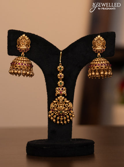 Antique combo set lakshmi kasu design with kemp stones